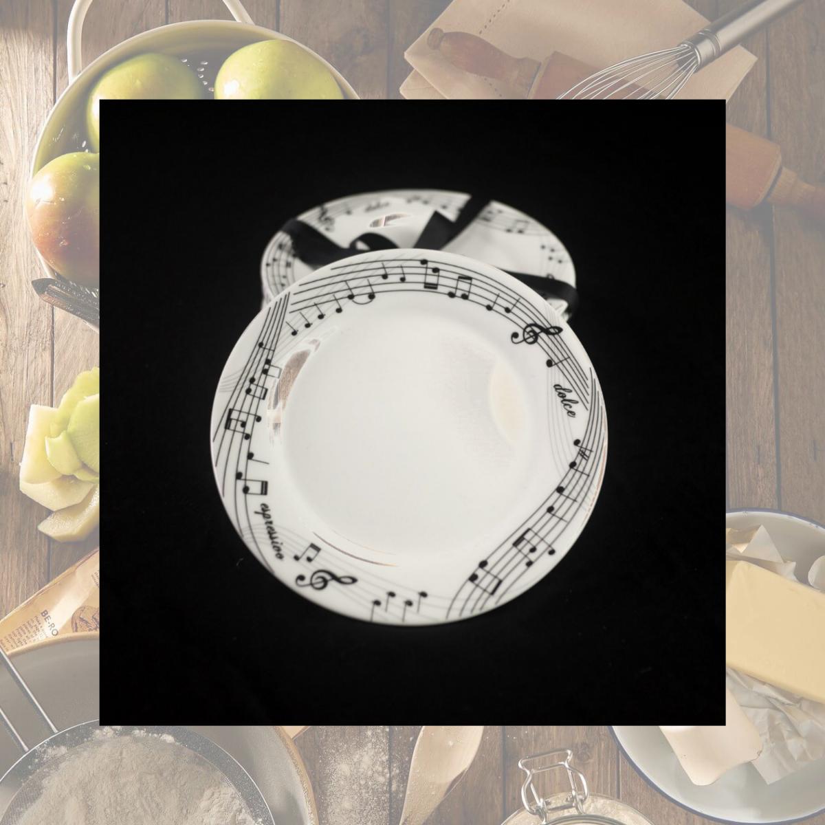 Picture of Jiallo EGV23-420 Ceramic Dessert Plate Set of 4 - Music Notes Design 6'
