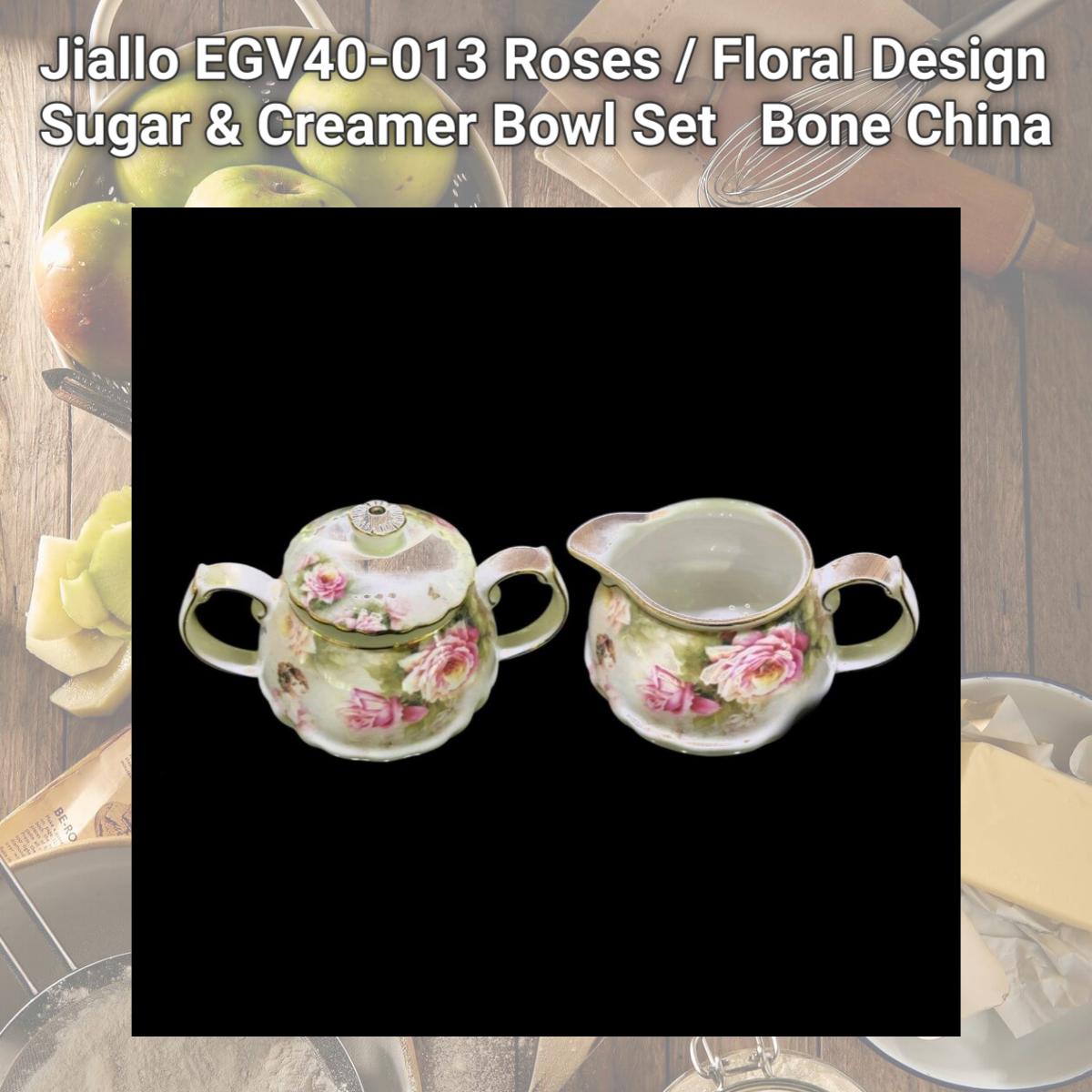 Picture of Jiallo EGV40-013 Roses / Floral Design Sugar & Creamer Bowl Set   Bone China