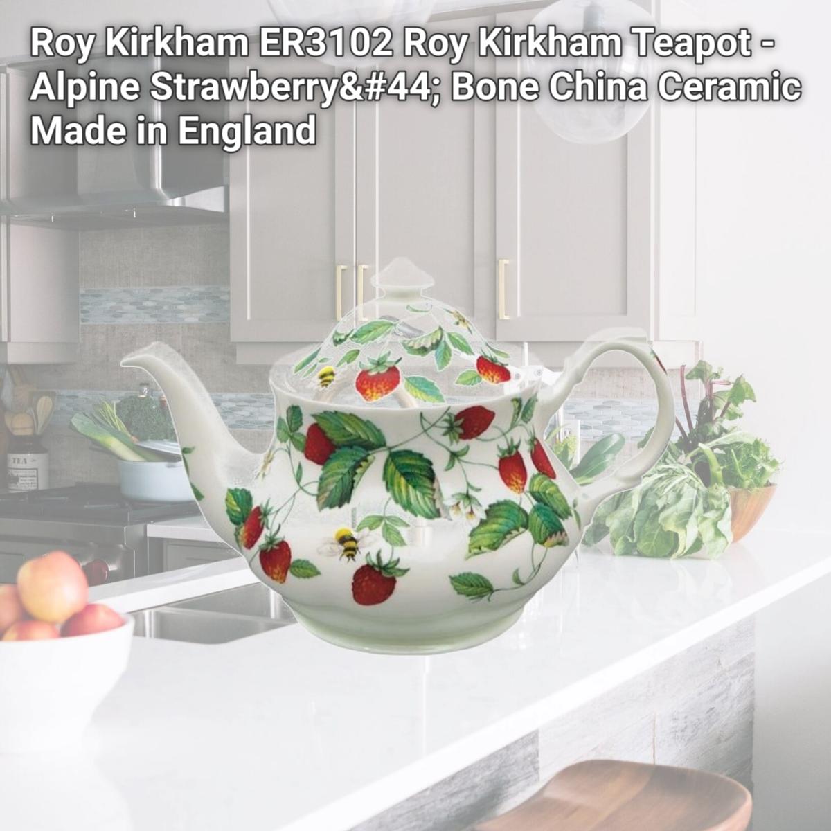 Picture of Roy Kirkham ER3102 Roy Kirkham Teapot - Alpine Strawberry, Bone China Ceramic Made in England