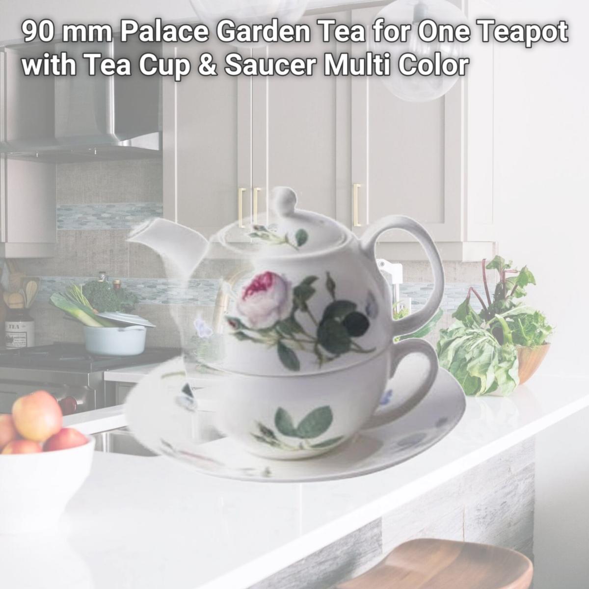 Picture of Roy Kirkham ER30103 90 mm Palace Garden Tea for One Teapot with Tea Cup & Saucer, Multi Color