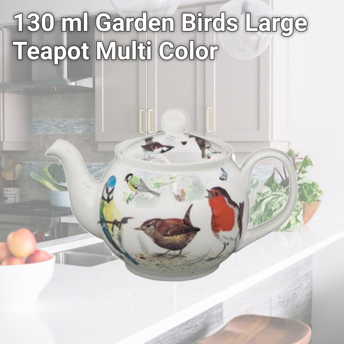 Picture of Roy Kirkham ER3226 130 ml Garden Birds Large Teapot, Multi Color