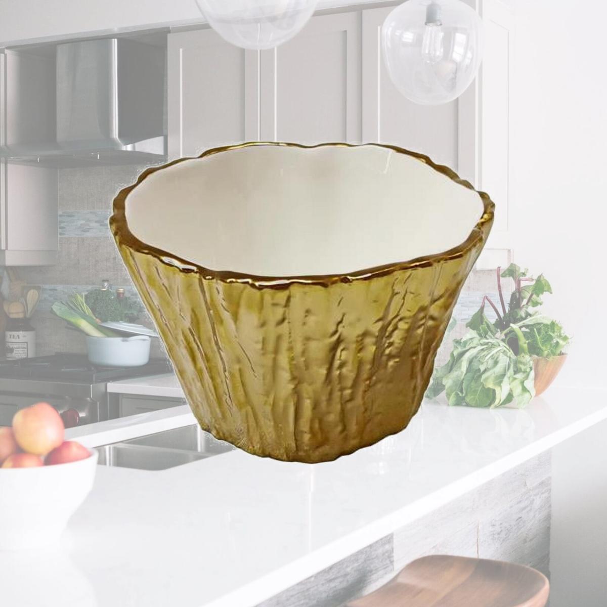 Picture of Jiallo 69001 5 in. Botanic Porcelain Tree Bark Bowl, Gold
