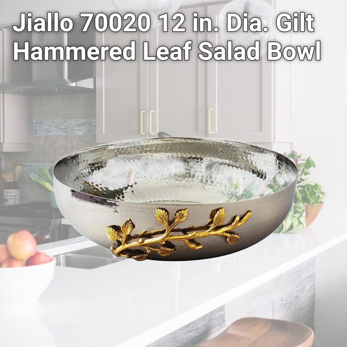 Picture of Jiallo 70020 12 in. Dia. Gilt Hammered Leaf Salad Bowl