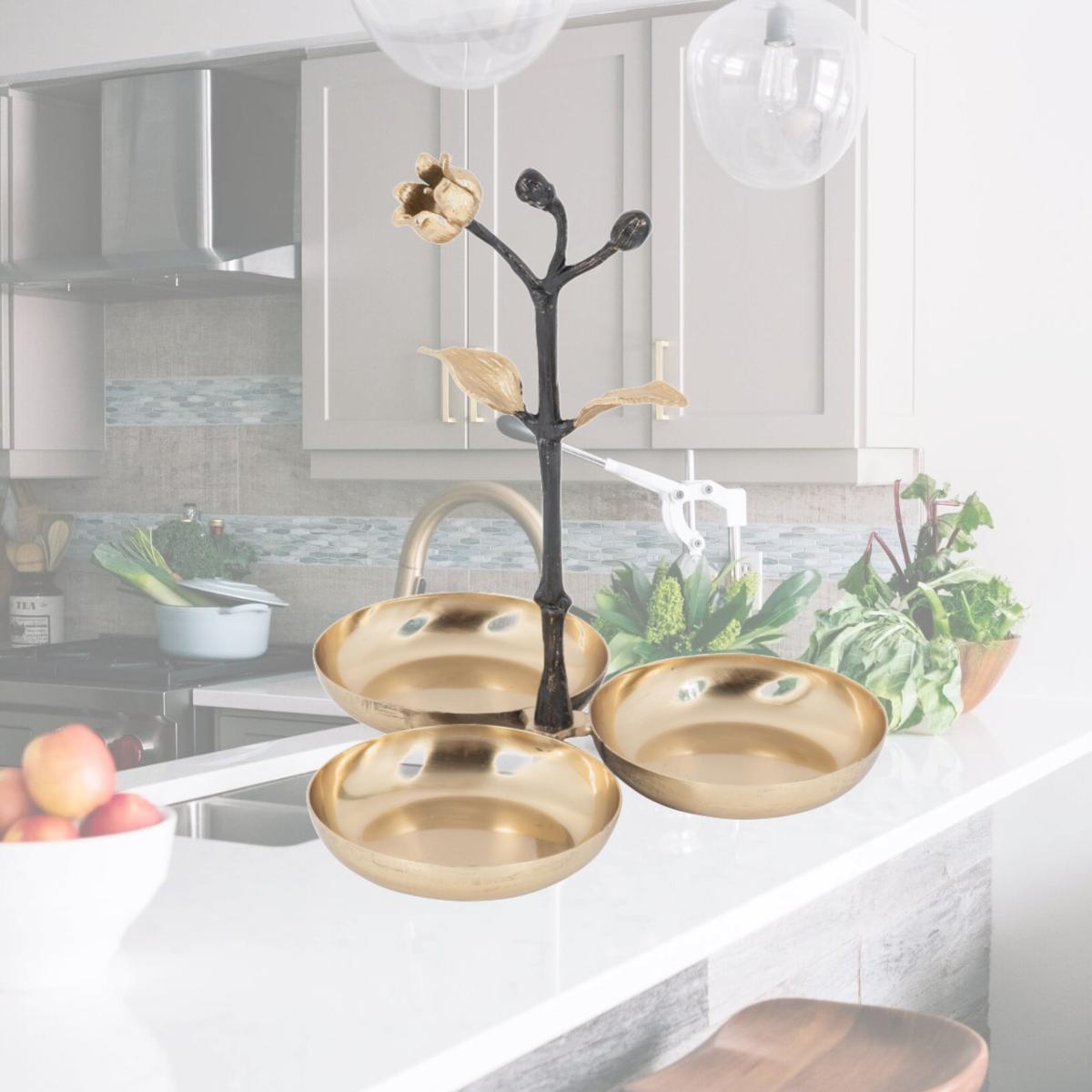 Picture of Jiallo 70203 Eleanor Triple Candy Dish, Satin Gold