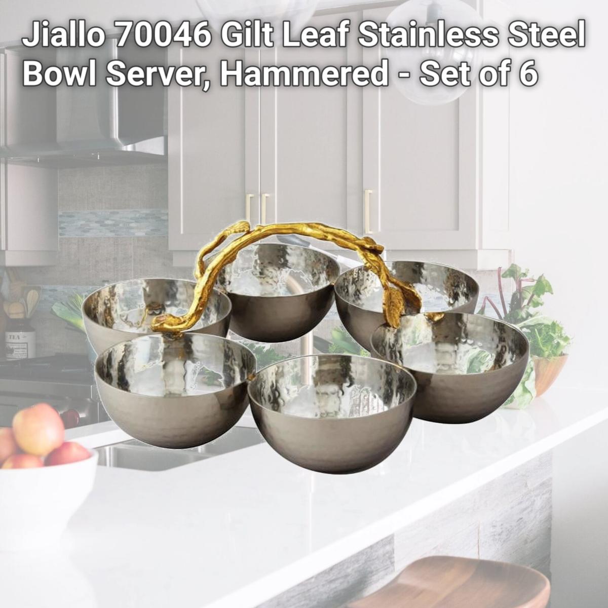 Picture of Jiallo 70046 Gilt Leaf Stainless Steel Bowl Server, Hammered - Set of 6