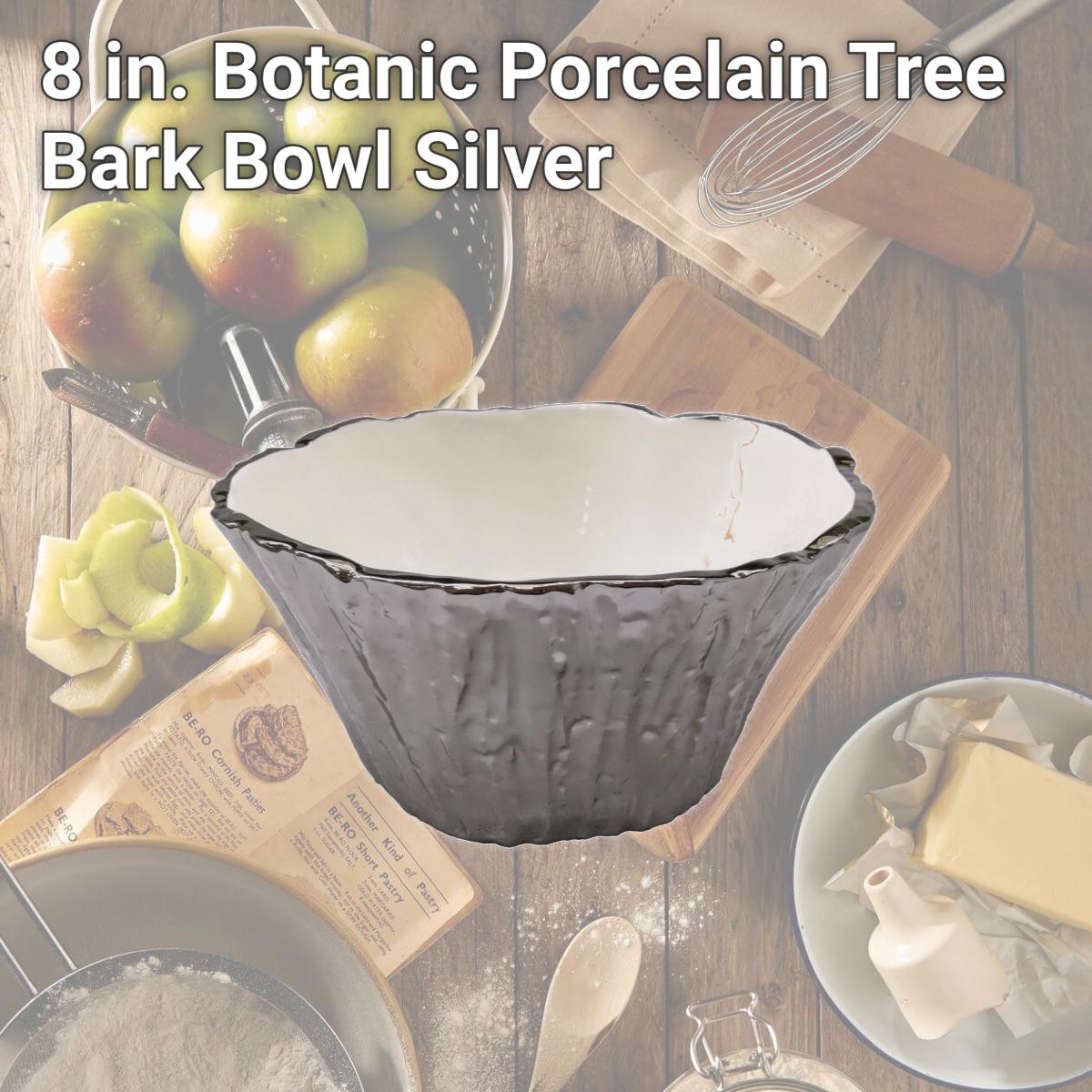 Picture of Jiallo 69102 8 in. Botanic Porcelain Tree Bark Bowl, Silver