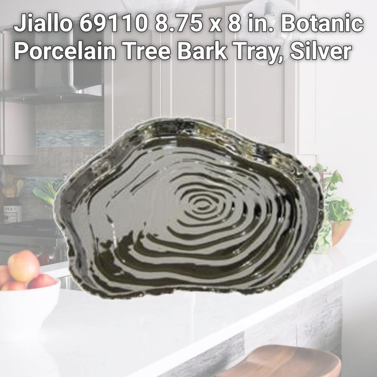 Picture of Jiallo 69110 8.75 x 8 in. Botanic Porcelain Tree Bark Tray, Silver