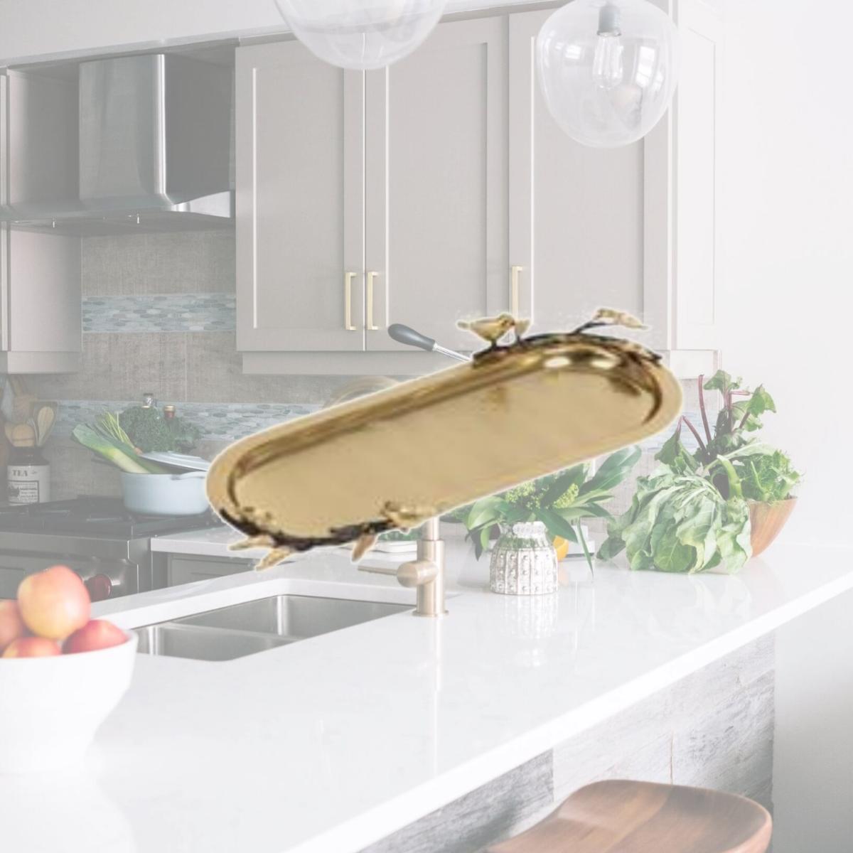 Picture of Jiallo 70225 15 x 6 in. Songbird Oblong Serving Dish, Gold