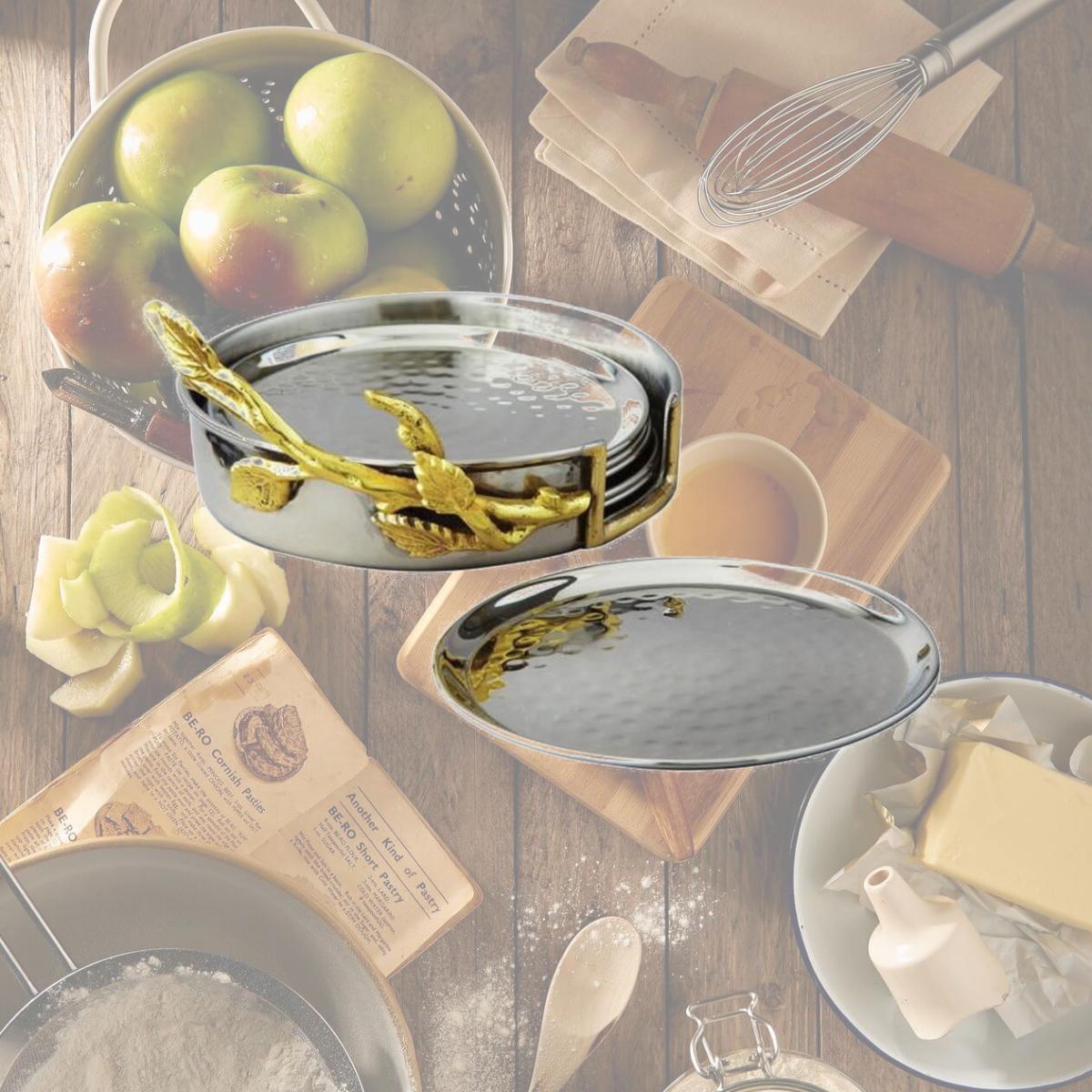Picture of Jiallo 70047 4 in. Dia. Hammered Coaster Set - 7 Piece