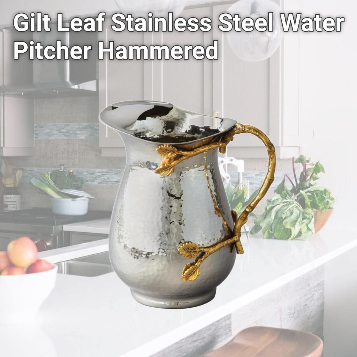 Picture of Jiallo 70028 Gilt Leaf Stainless Steel Water Pitcher, Hammered