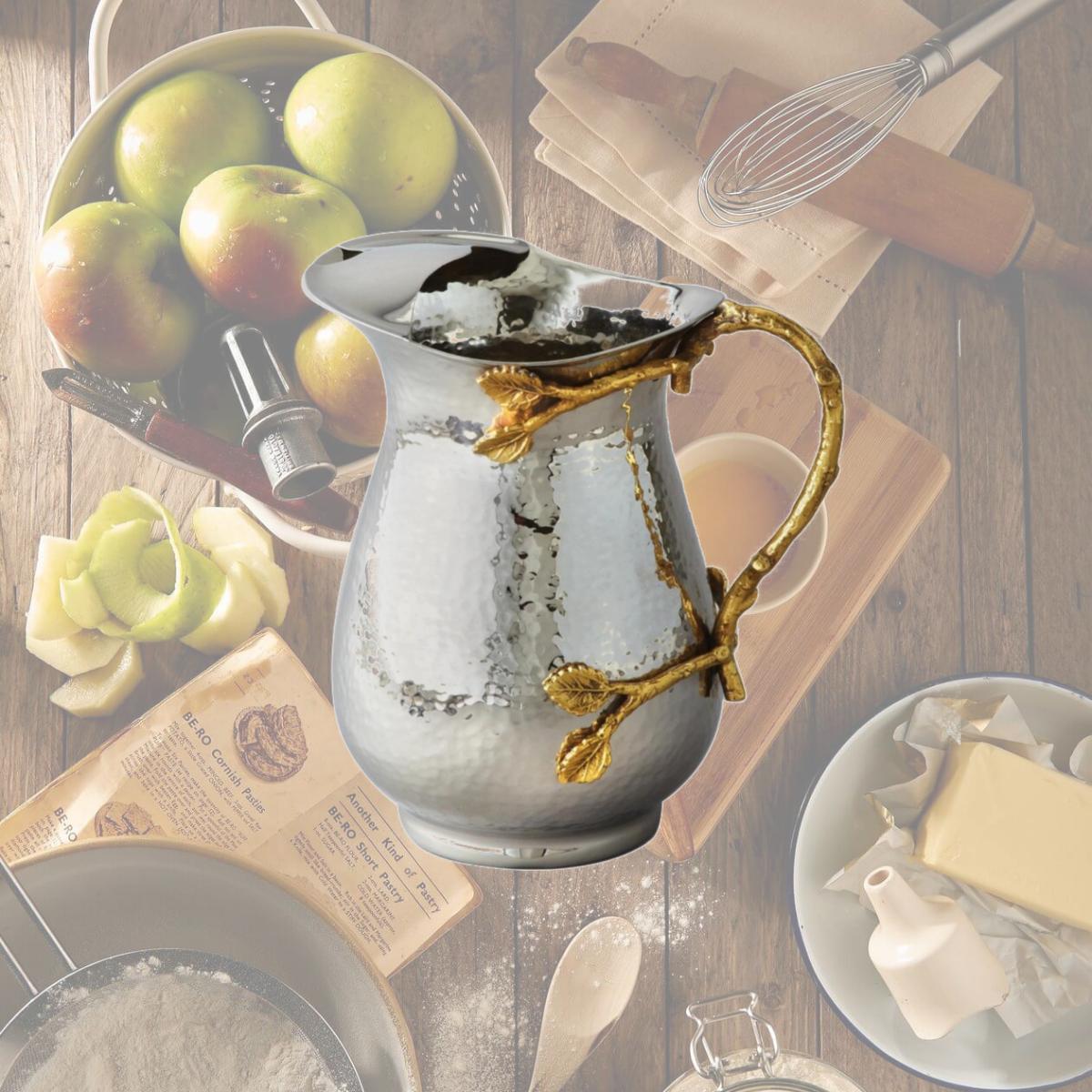 Picture of Jiallo 70028 Gilt Leaf Stainless Steel Water Pitcher, Hammered