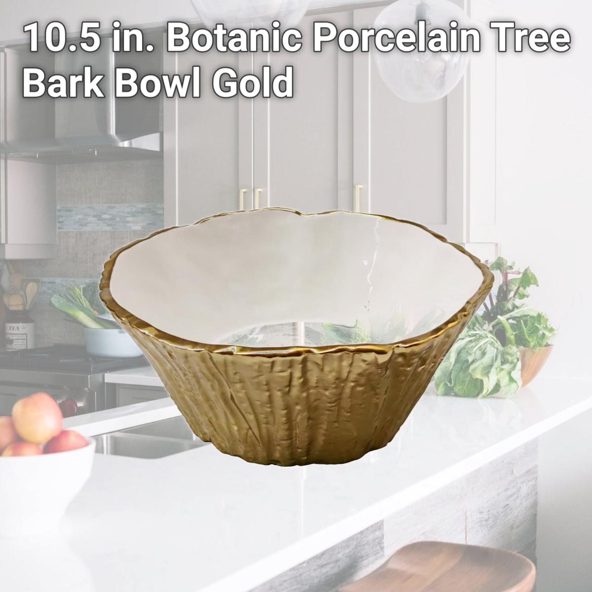 Picture of Jiallo 69003 10.5 in. Botanic Porcelain Tree Bark Bowl, Gold