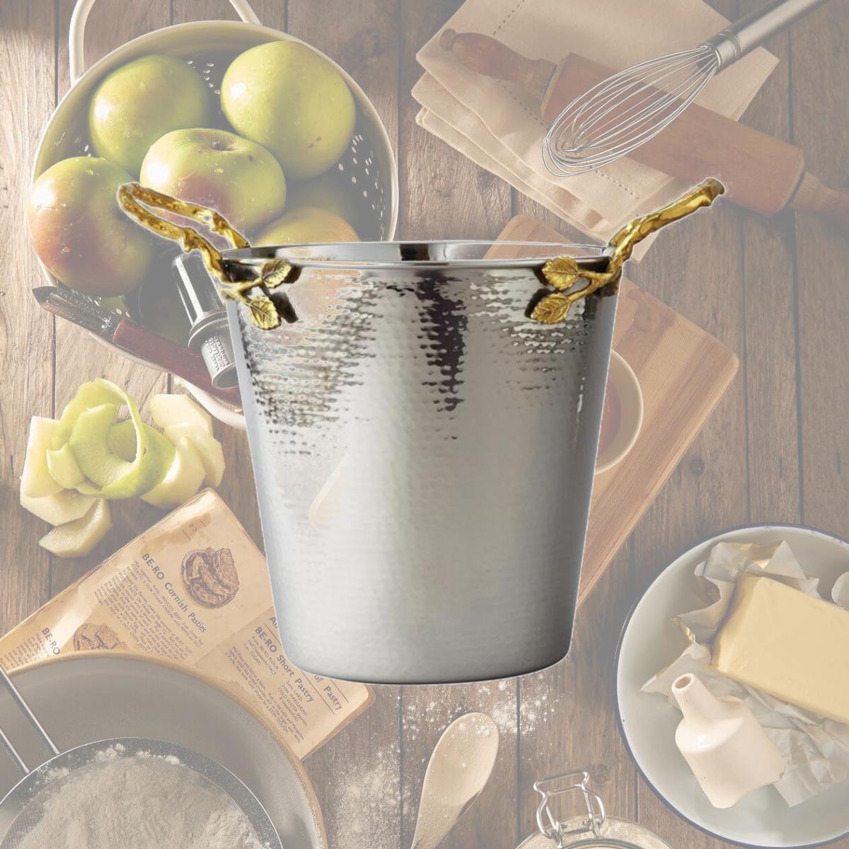 Picture of Jiallo 70026 Gilt Gold Leaf & Hammered Steel Finish Champagne Bucket