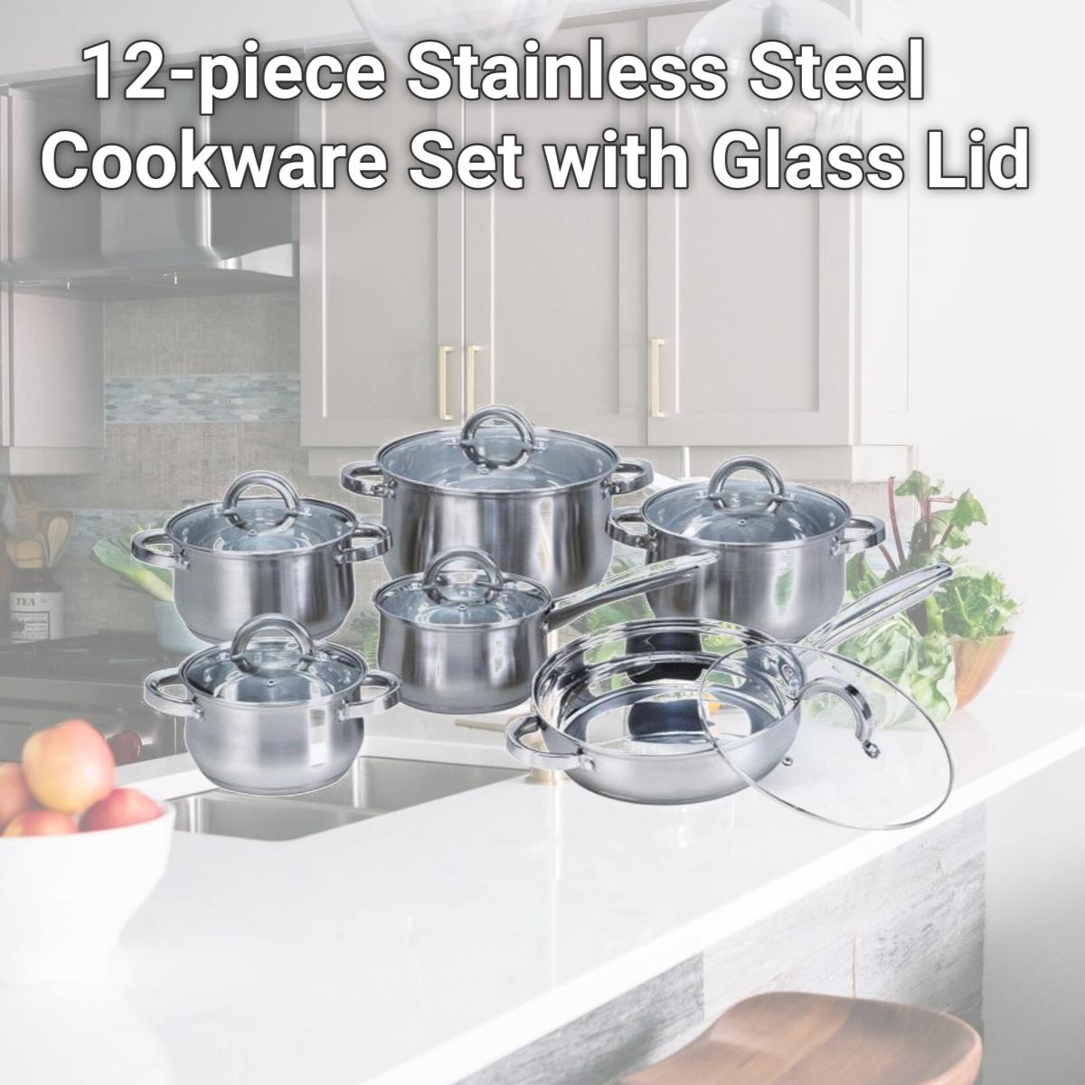Picture of Heim Concept W-001 12-piece Stainless Steel Cookware Set with Glass Lid