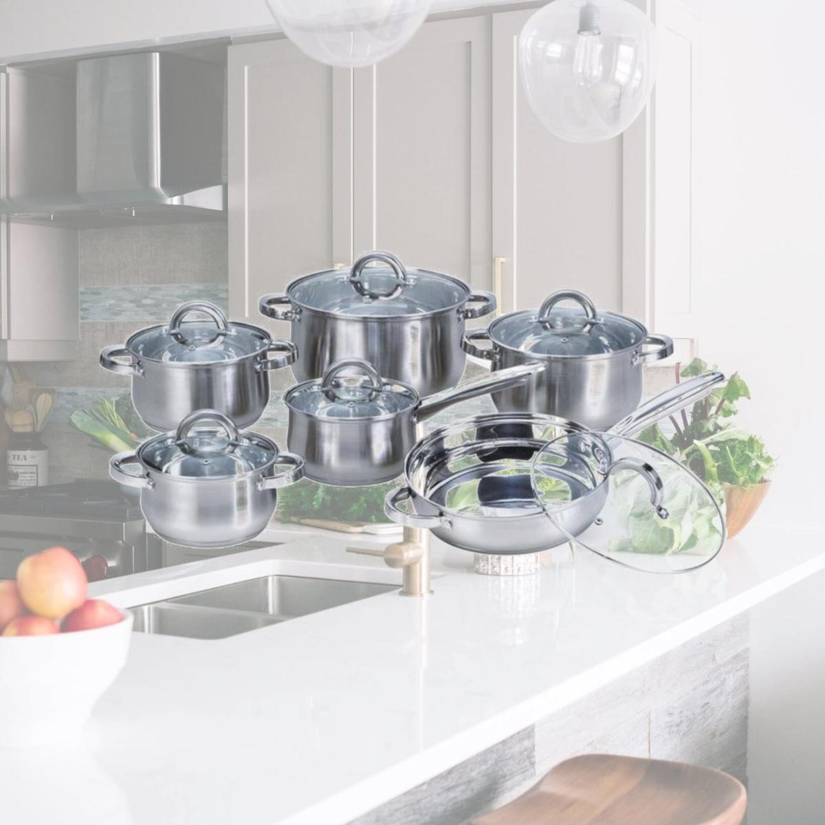 Picture of Heim Concept W-001 12-piece Stainless Steel Cookware Set with Glass Lid