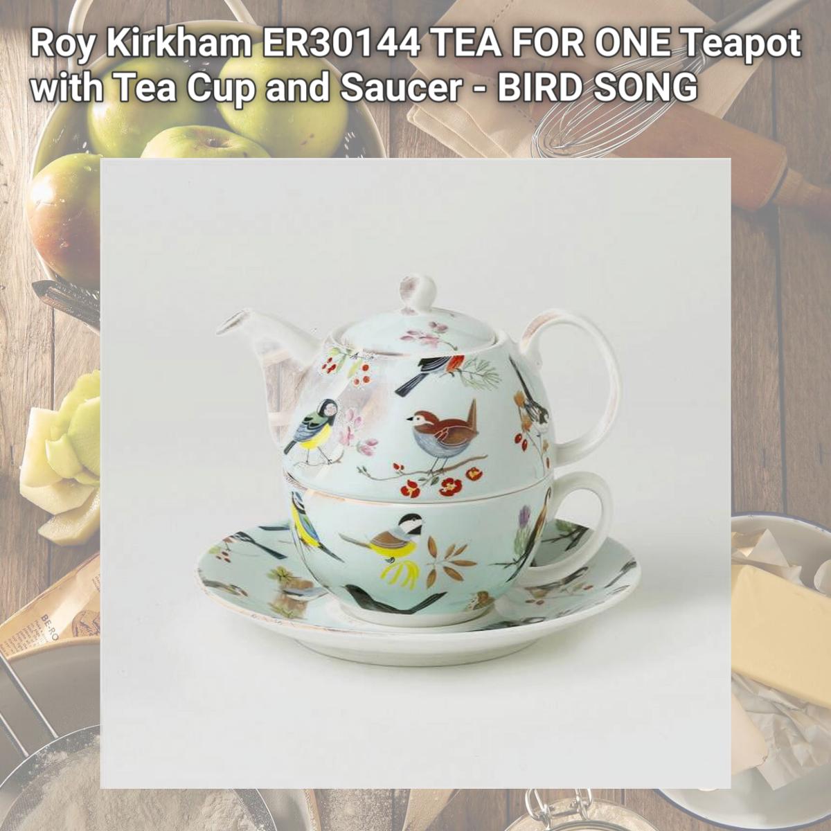 Picture of Roy Kirkham ER30144 TEA FOR ONE Teapot with Tea Cup and Saucer - BIRD SONG