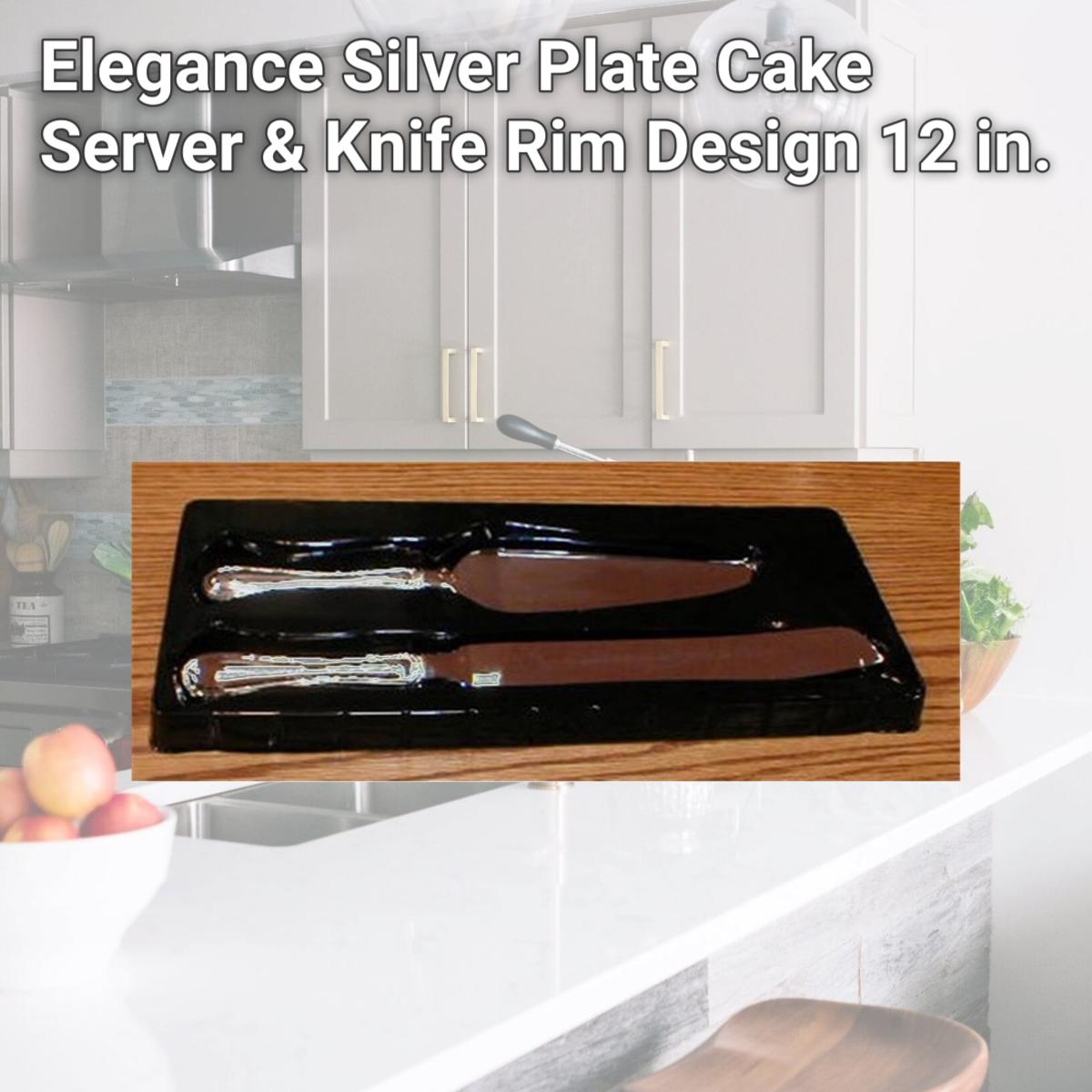 Picture of Leeber 86001 Elegance Silver Plate Cake Server & Knife Rim Design, 12 in.