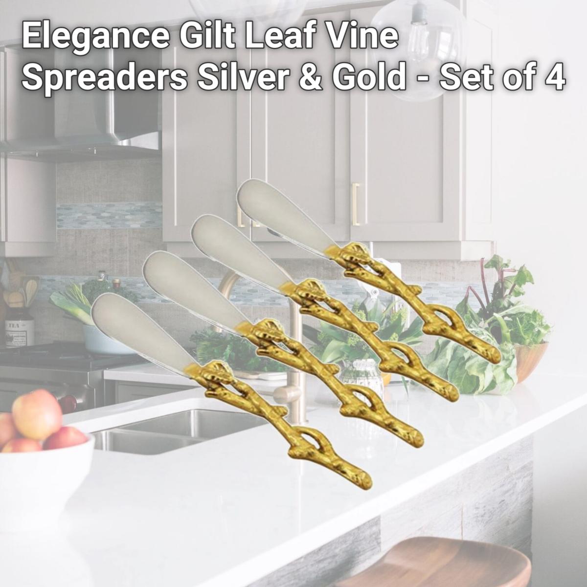 Picture of Leeber 70015 Elegance Gilt Leaf Vine Spreaders, Silver & Gold - Set of 4