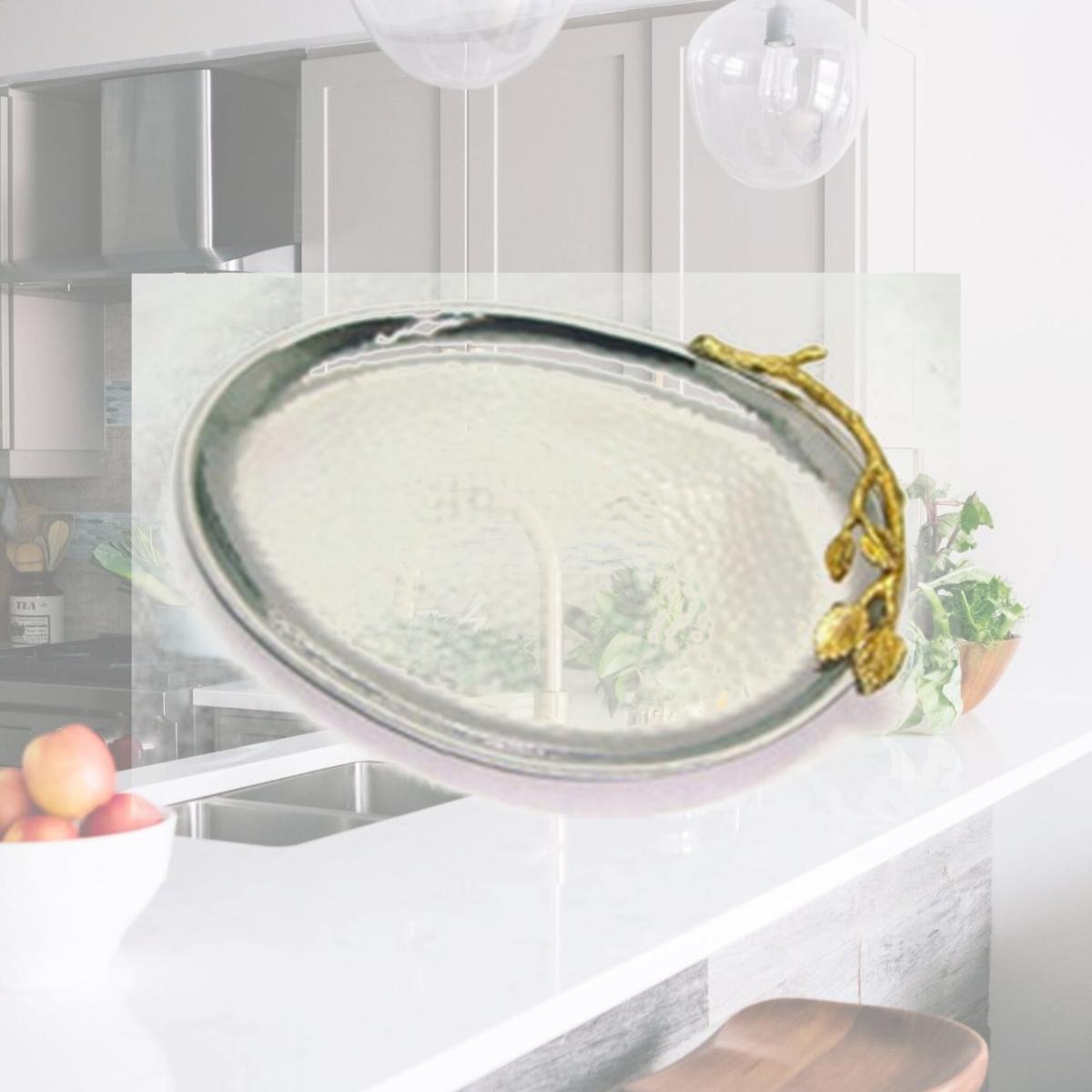 Picture of Leeber 70039 Elegance Gilt Leaf Oval Platter, 9.5 x 7.5 in.