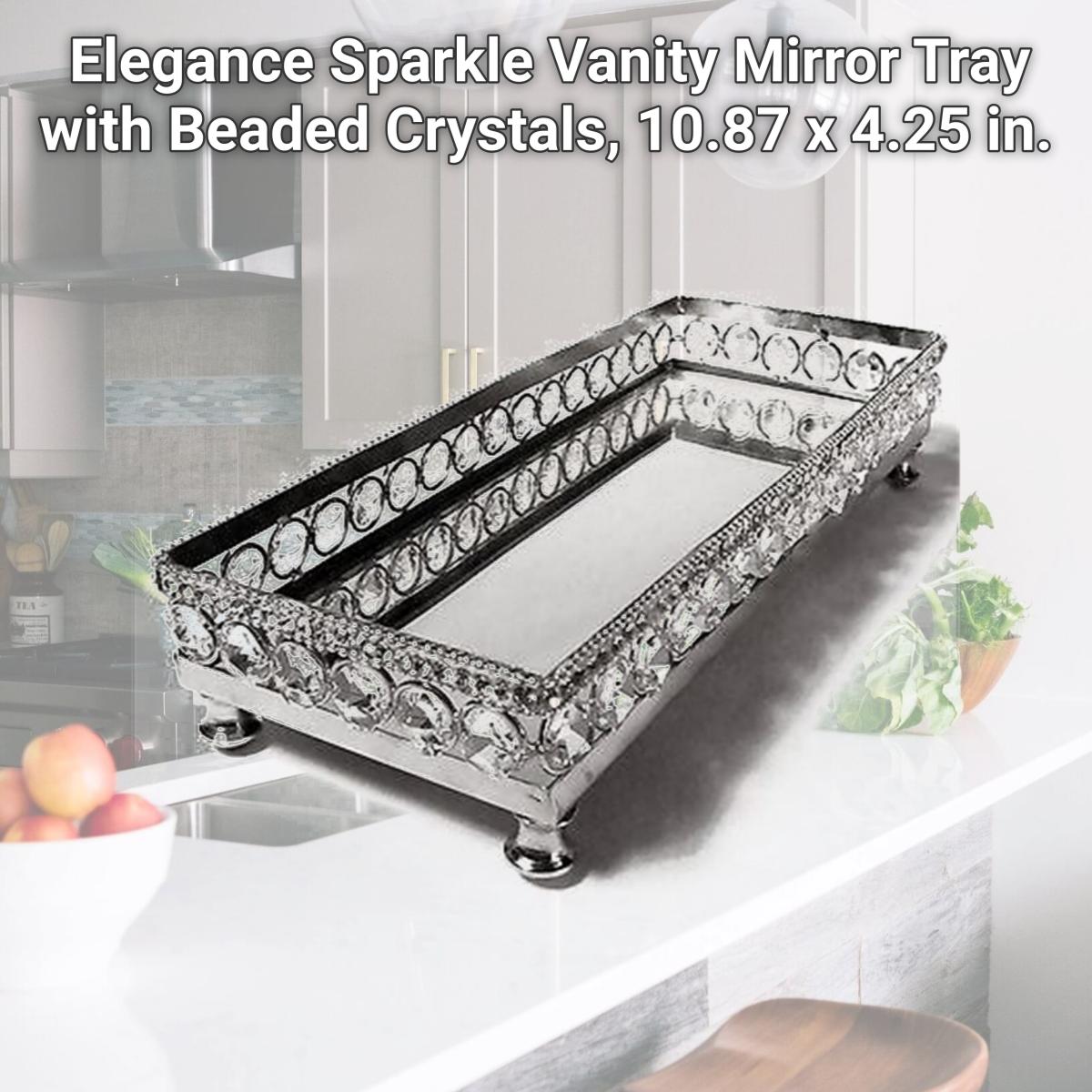Picture of Leeber 72900 Elegance Sparkle Vanity Mirror Tray with Beaded Crystals, 10.87 x 4.25 in.