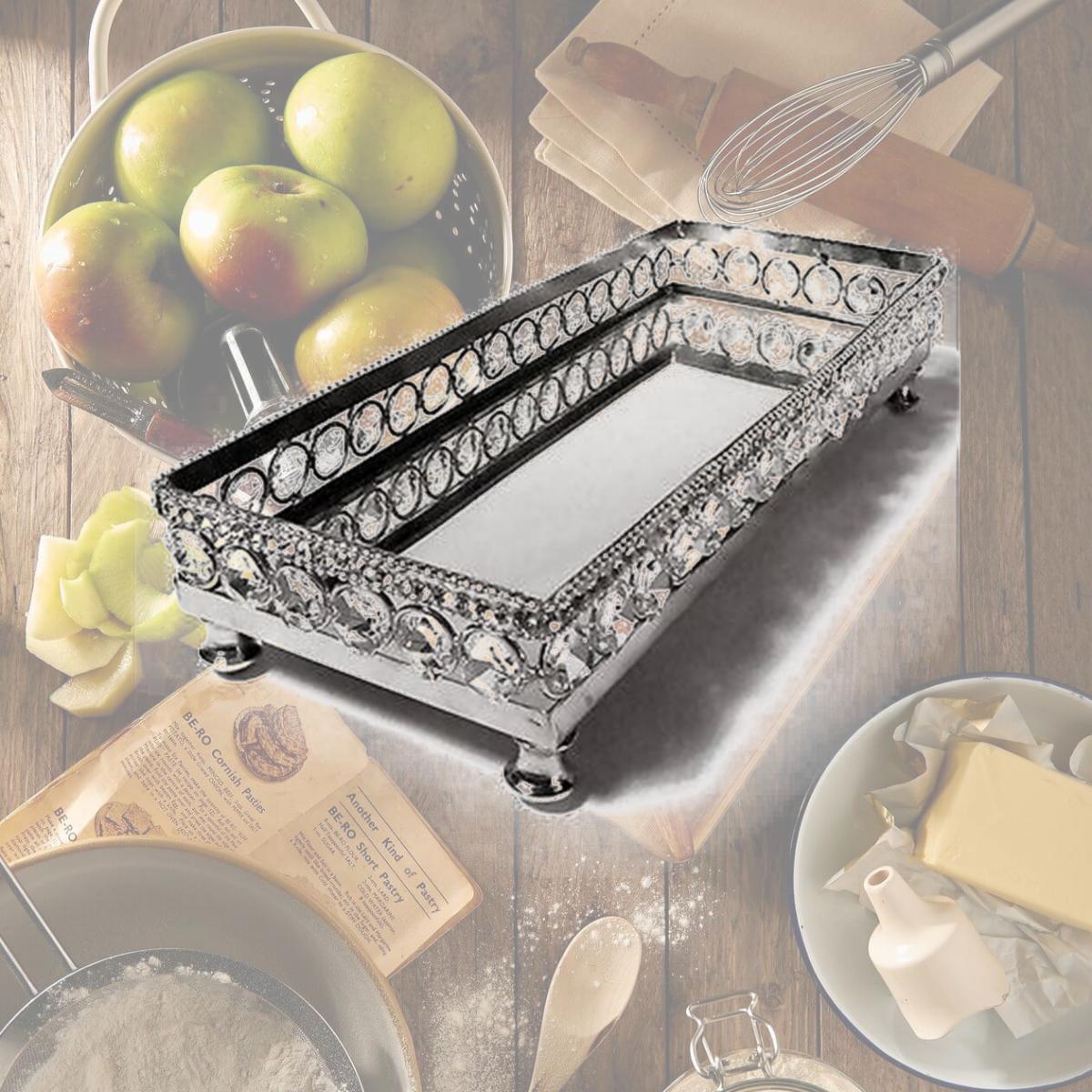 Picture of Leeber 72900 Elegance Sparkle Vanity Mirror Tray with Beaded Crystals, 10.87 x 4.25 in.