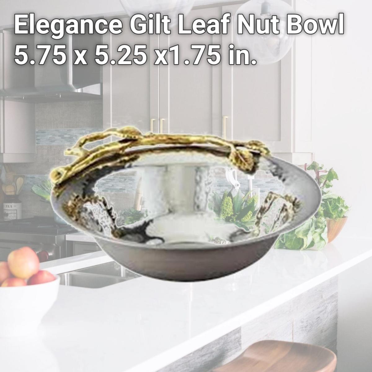 Picture of Leeber 70022 Elegance Gilt Leaf Nut Bowl, 5.75 x 5.25 x1.75 in.