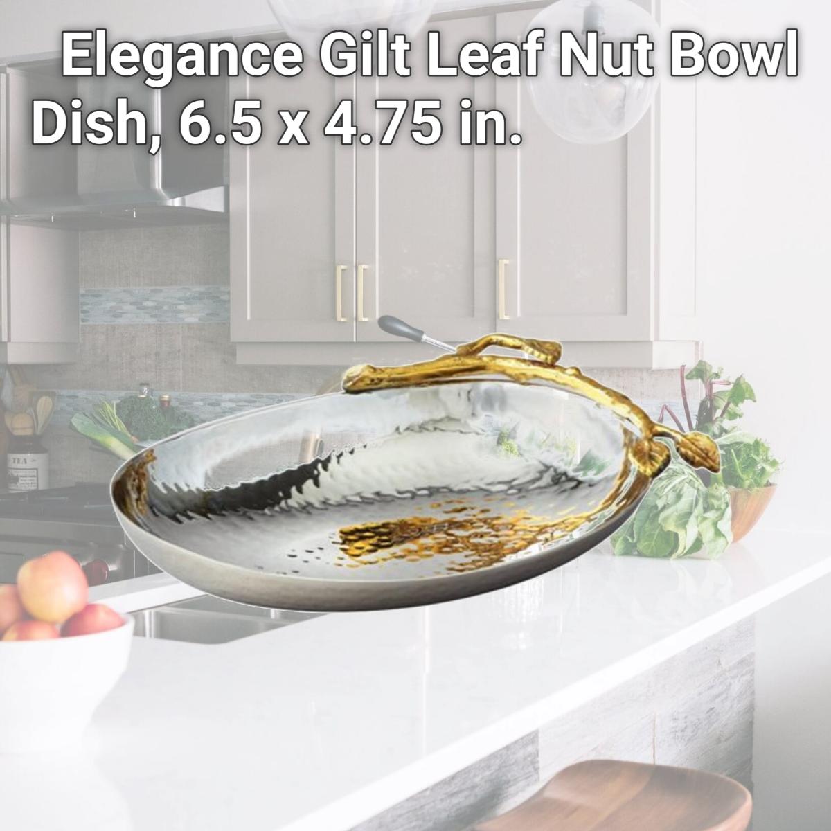 Picture of Leeber 70034 Elegance Gilt Leaf Nut Bowl Dish, 6.5 x 4.75 in.