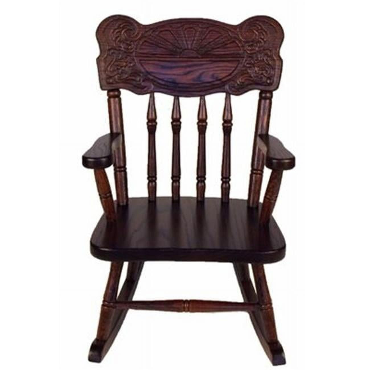 A135db Amish Children Sunrise Rocking Chair, Dark Brown