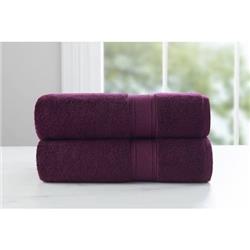 0357330610 Luxury Rayon From Bamboo & Cotton 2 Piece Bath Towel Set - Purple Oxford