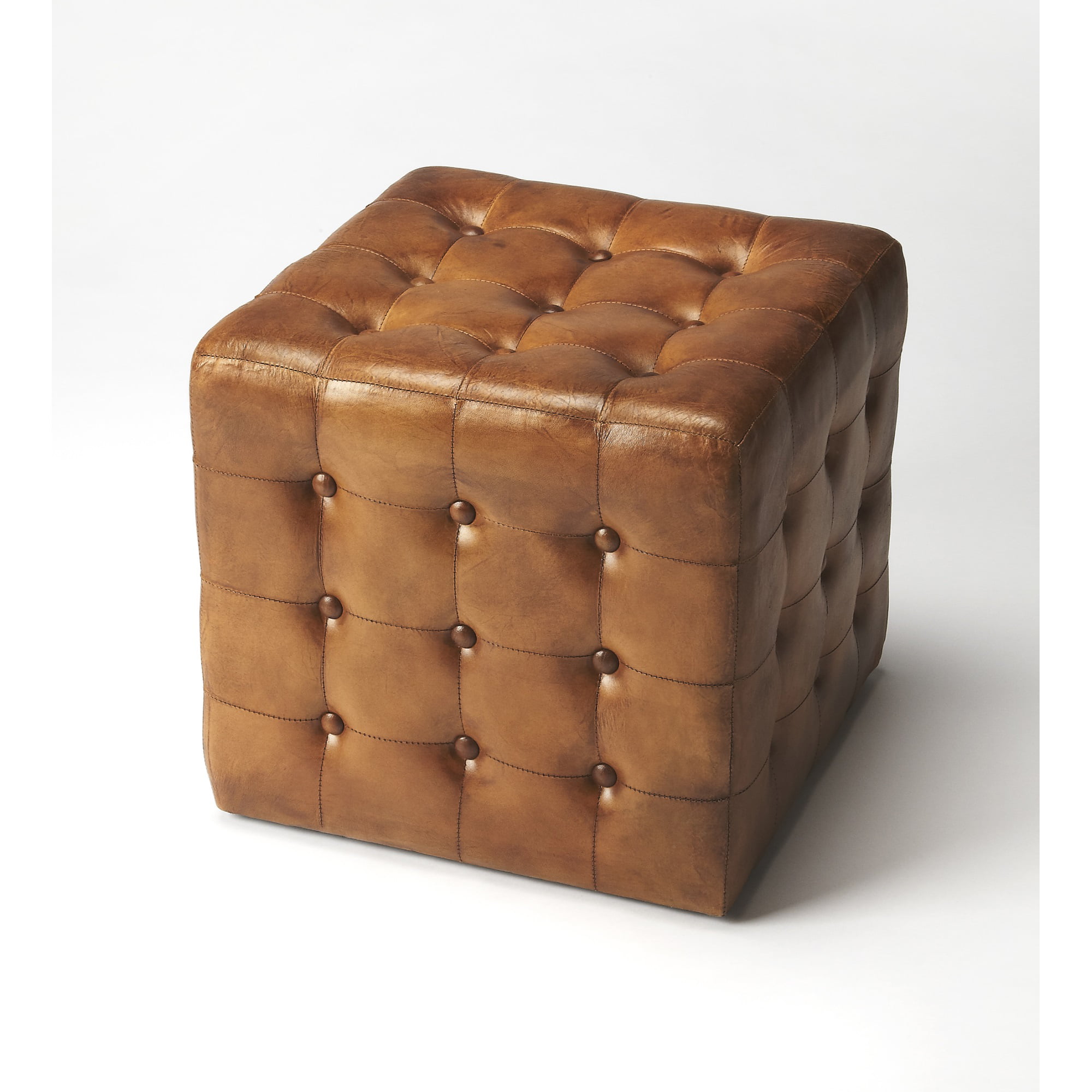 6165344 Brown Leather Ottoman