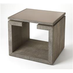 5308350 Pruitt Brown Leather End Table - 26 X 28 X 24 In.