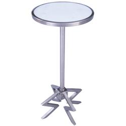 5490220 Dash Metal & Marble End Table, Silver - 11.50 Dia. X 24.50 In.