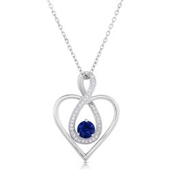 Bgp0651273bl 0.82 Cttw Sapphire Ruby Or Emerald Heart Infinity Pendant
