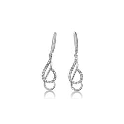 Er0031559 Diamond Accent Swirl Dangle Earring, White Rhodium