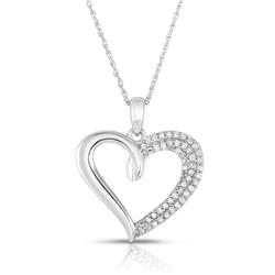 Pd0252086 0.25 Cttw Diamond Half Pave Heart Pendant