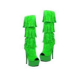 Highest Heel 410916 Womens 6 In. Micro Suede Western Fringe Boot - Size 6