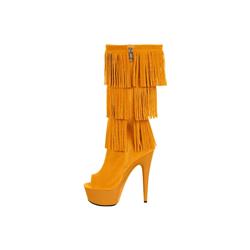 Highest Heel 410948 Womens 6 In. Micro Suede Western Fringe Boot - Size 6