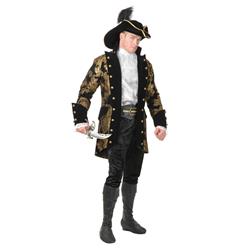 408924 Mens Royal Gold & Black Pirate Captain Adult Costume, Medium