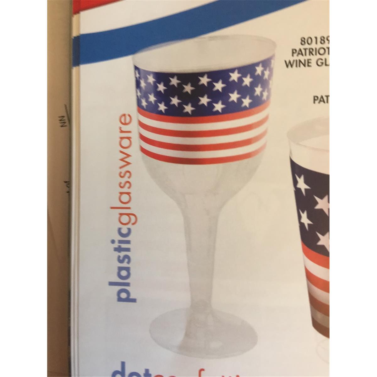 311210 Plastic Patriotic Wine Glass - 4 Count