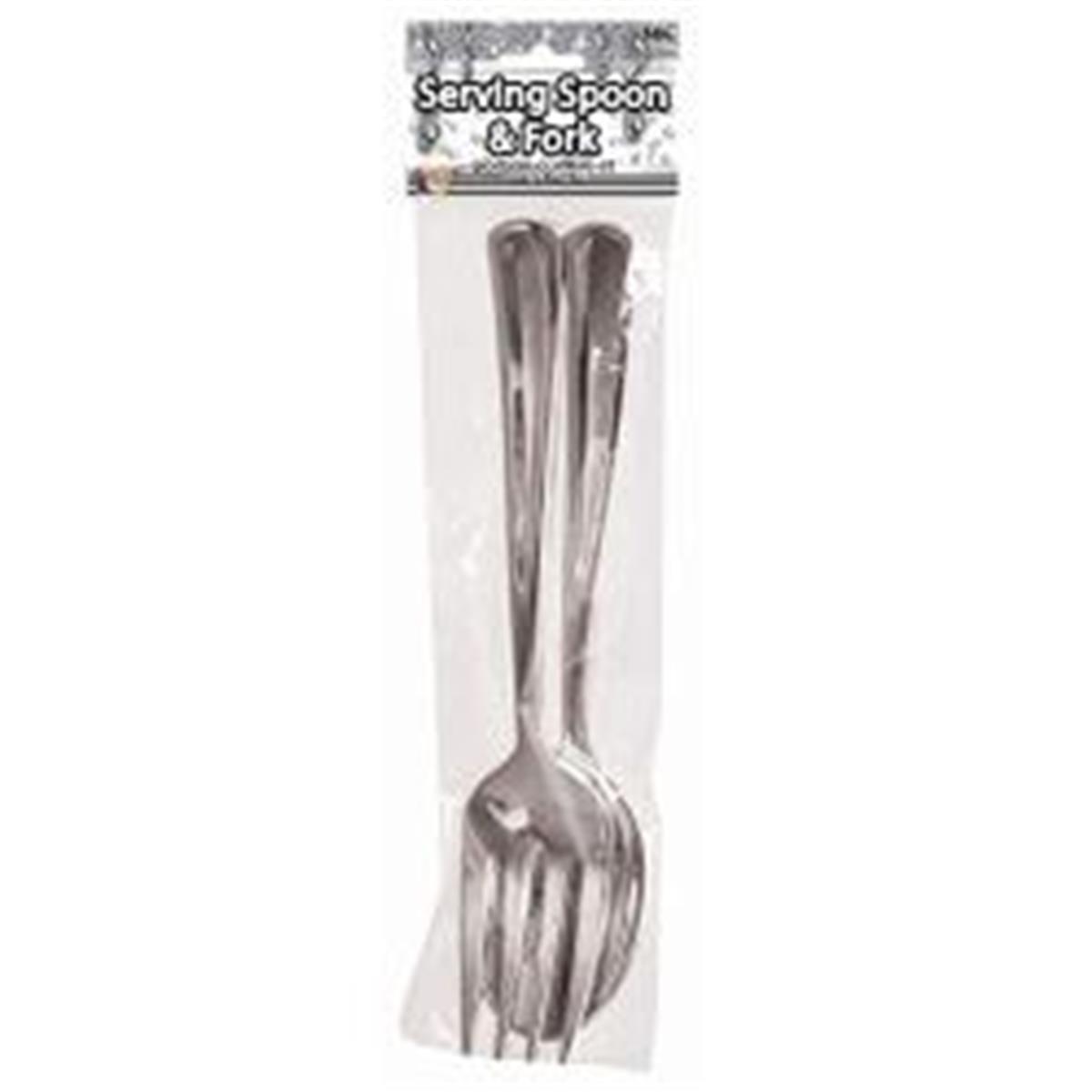 309753 Serving Fork & Spoon, Silver