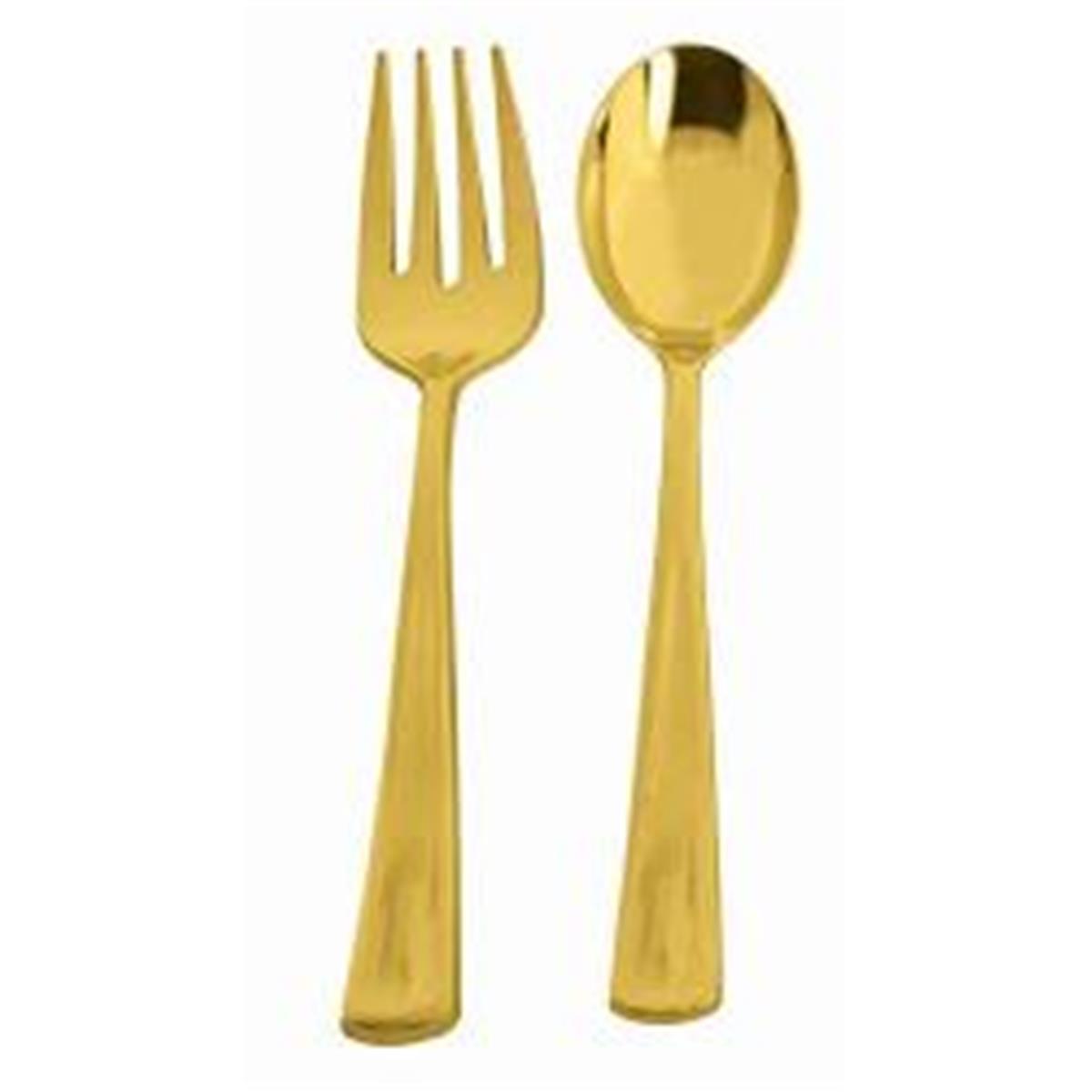 309754 Gold Serving Fork & Spoon