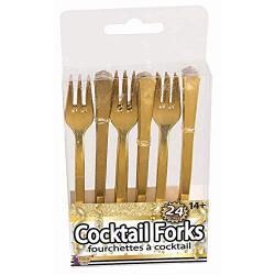309765 Gold Cocktail Forks - 24 Count