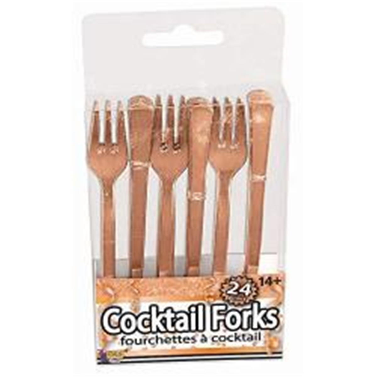 309767 Cocktail Forks, Rose Gold - 24 Count