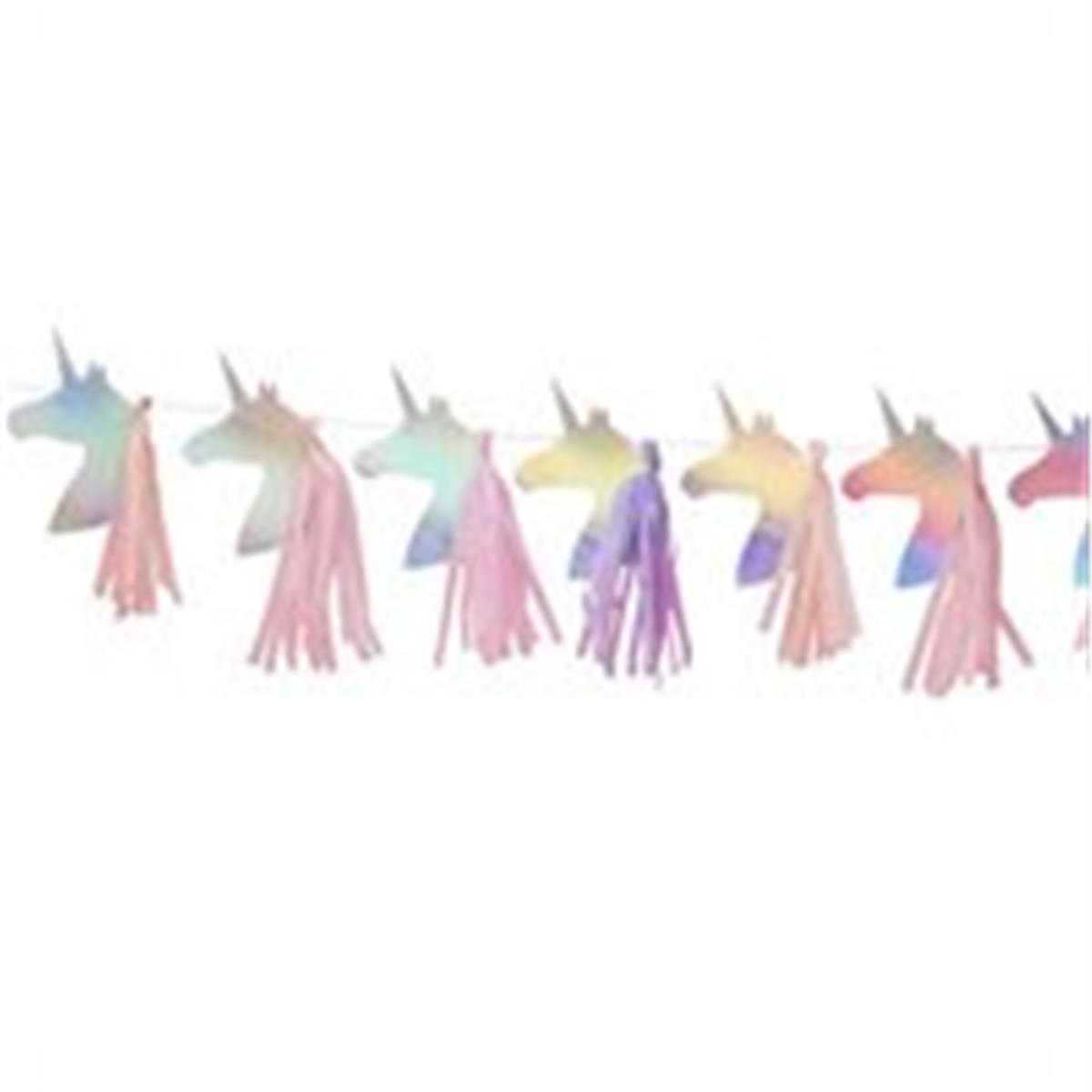 310176 5 Ft. Make A Wish Foiled Unicorn Tassel Garland