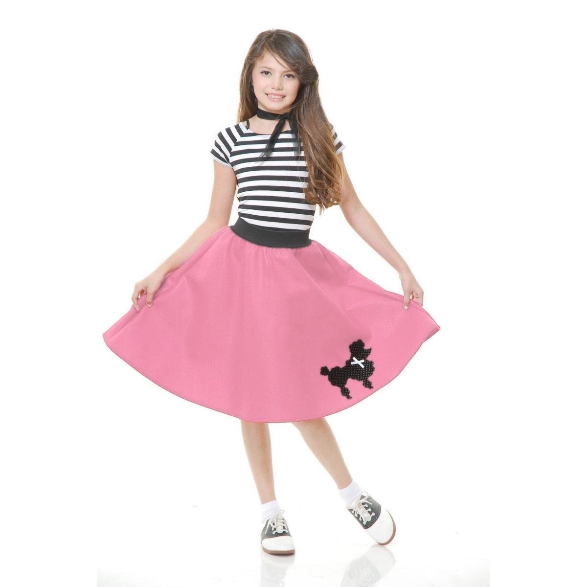 282128 Poodle Skirt Child Costume, Pink - Large
