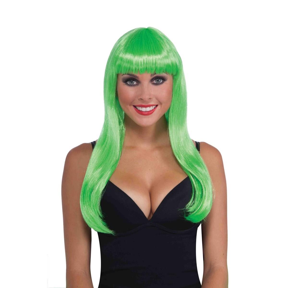 277191 Neon Green Long Adult Wig, Normal Size