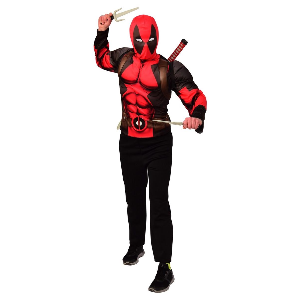 281079 Deadpool Costume Top & Weapon Backpack Kit, One Size