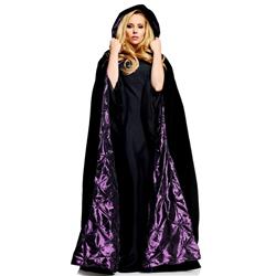 271644 63 In. Deluxe Cape Black Velvet With Purple Satin Lining - One Size