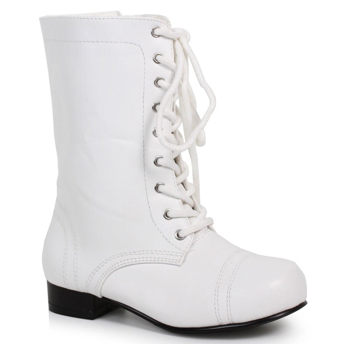 248629 Childrens Ankle Combat Boot, White - Small