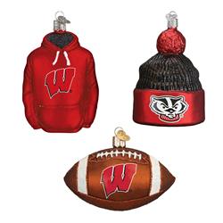 263706 Wisconsin Football Christmas Ornament - Pack Of 3